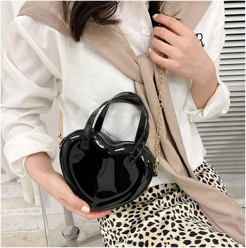 JUCHAO Girls Novelty Mini Heart-Shaped Purse Chain Purse Shoulder Crossbody Bags Tote Handbag Travel Wallet Bag for Women Girl Gift - Image 2